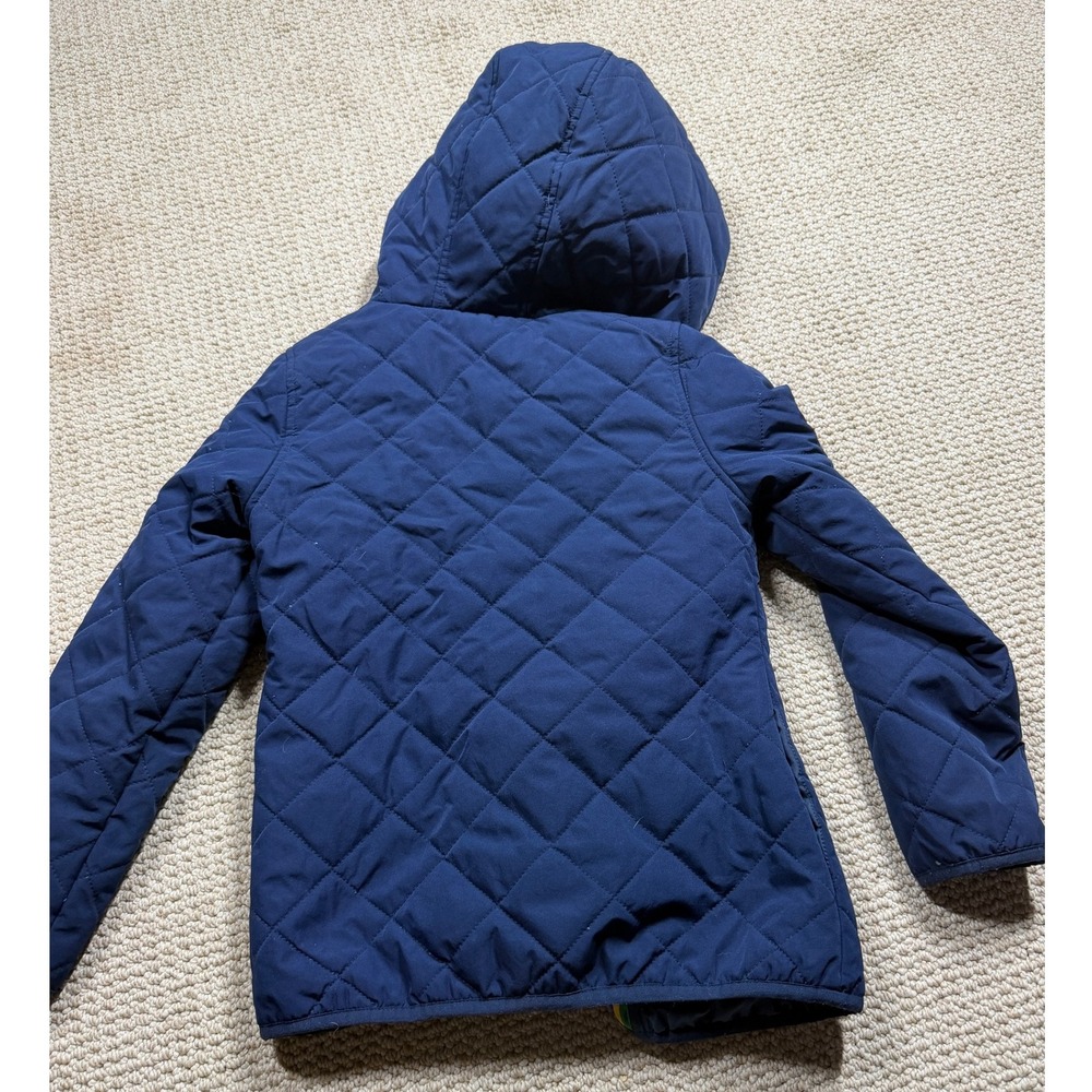 Crown & Ivy Jacket Girls Medium Navy Quilted Lined Hooded Snap Outerwear Coat - Picture 5 of 5